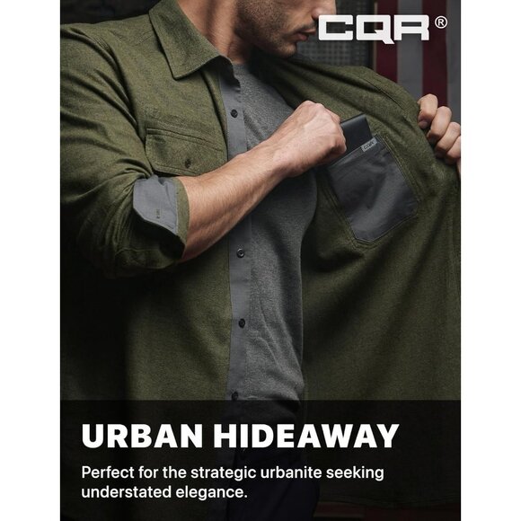 Mens  Hunter Green Mood Cotton Flannel Shirt Long Sleeve Casual Outdoor Plaid - Picture 5 of 9